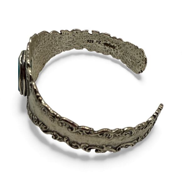Paz Creations .925 Israel Sterling Silver Turquoise Cuff Bracelet Size 7 - Picture 5 of 6